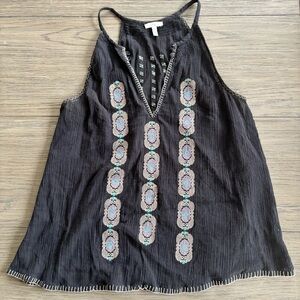 Joie Black Embroidered Tank Top